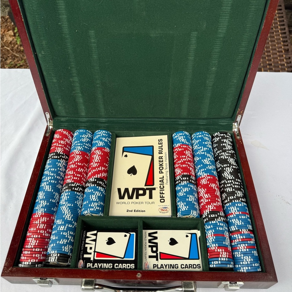 Poker Chip Set with Playing Cards - Red, Blue, Black